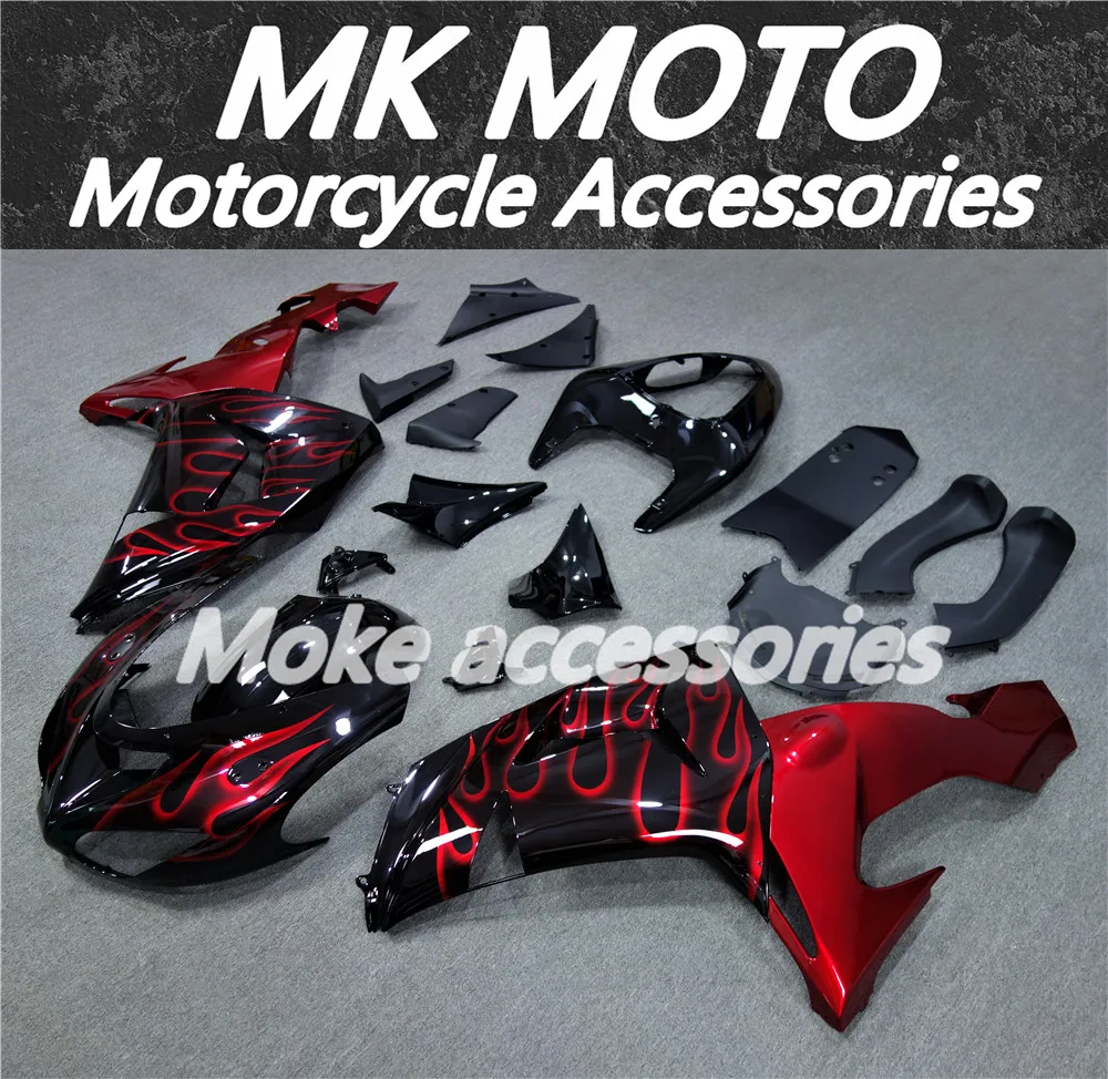 Motorcycle Fairings Kit For zx-10r 2006-2007 Bodywork Set Ninja Accessories ABS Injection Red Black Flame