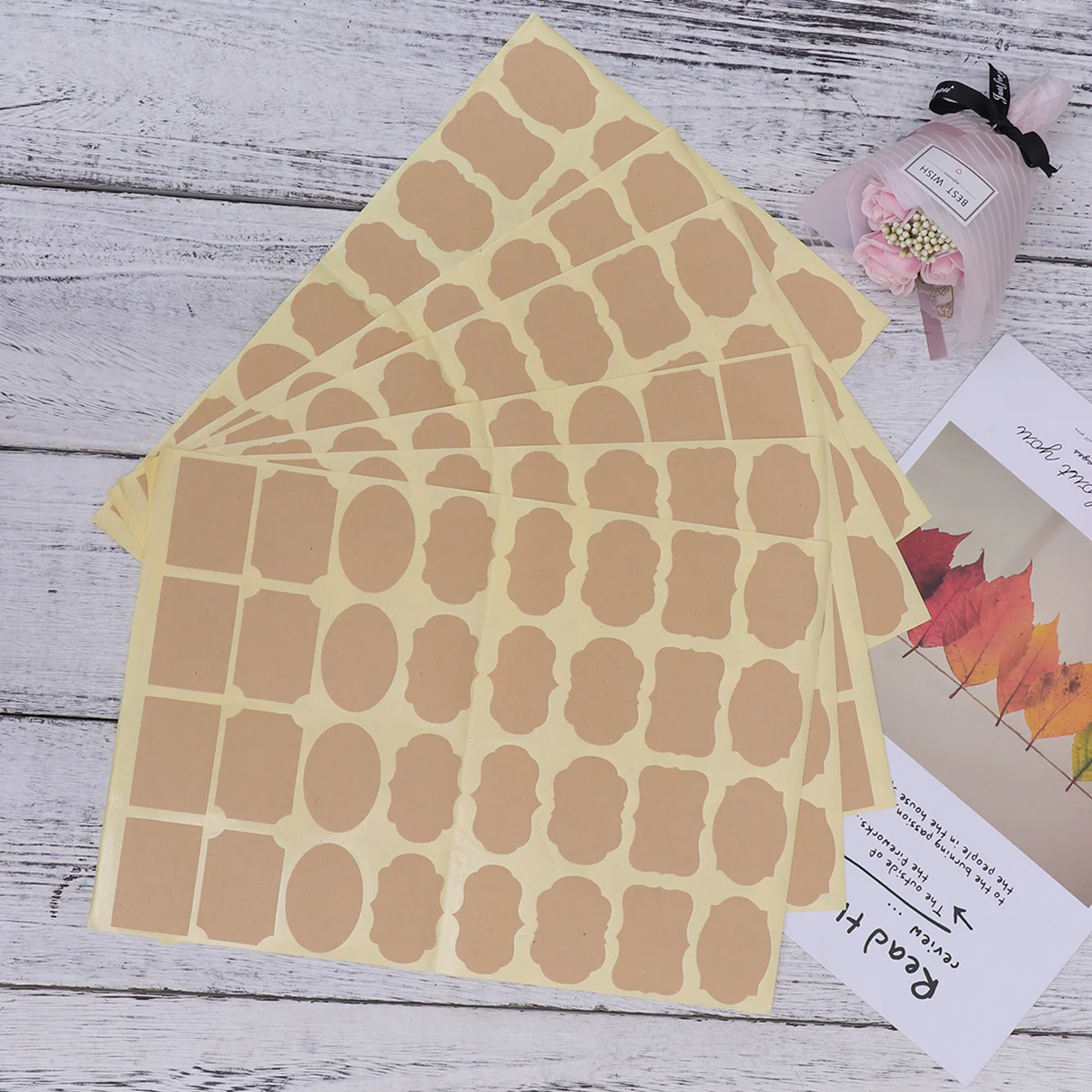 

6Pcs Vintage Style Sticker Decals Special Pattern Kraft Paper Labels for Holiday Birthday Party Festival Cartoon Stickers Rolls