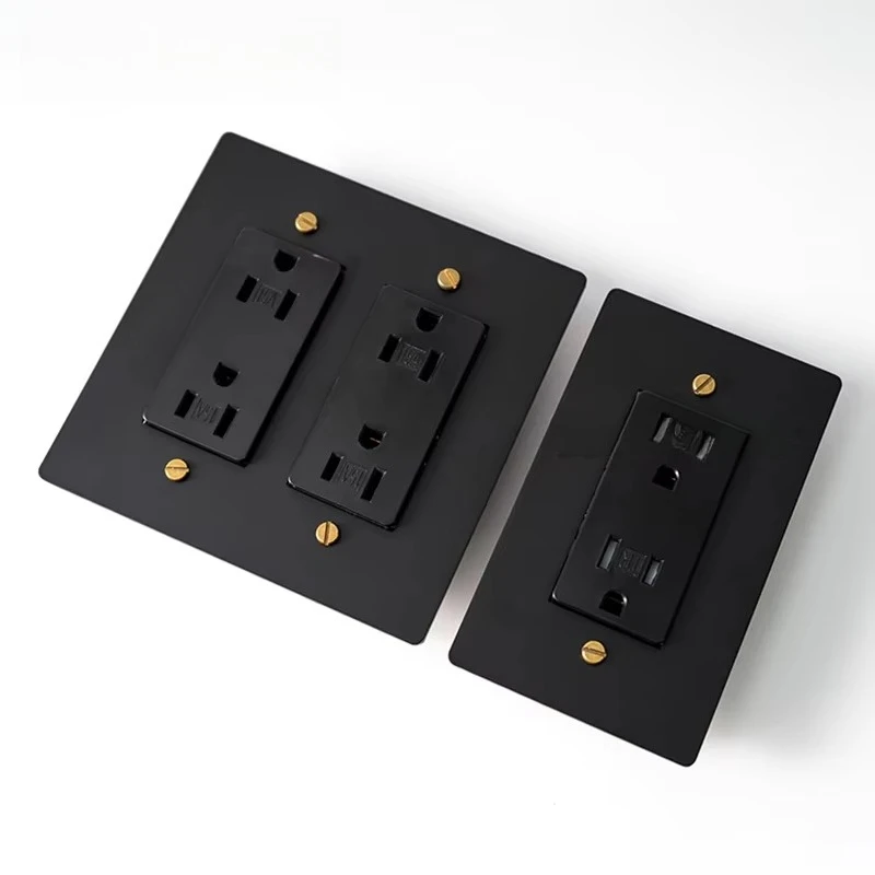 3pcs Black Brass Panel Plate Home Hotel Upscale Toggle American Standard 110V Pull Switch LED Dimmer GFCI 15V USB Socket CS-0260