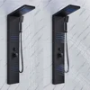 Schwarzes LED-Duschpaneel, Turmsystem, Regenwasserfall, Duschsäule, Wasserkraft, Massage, Körper, Spa, Bad, Dusche, Wasserhahn, Mischer 4