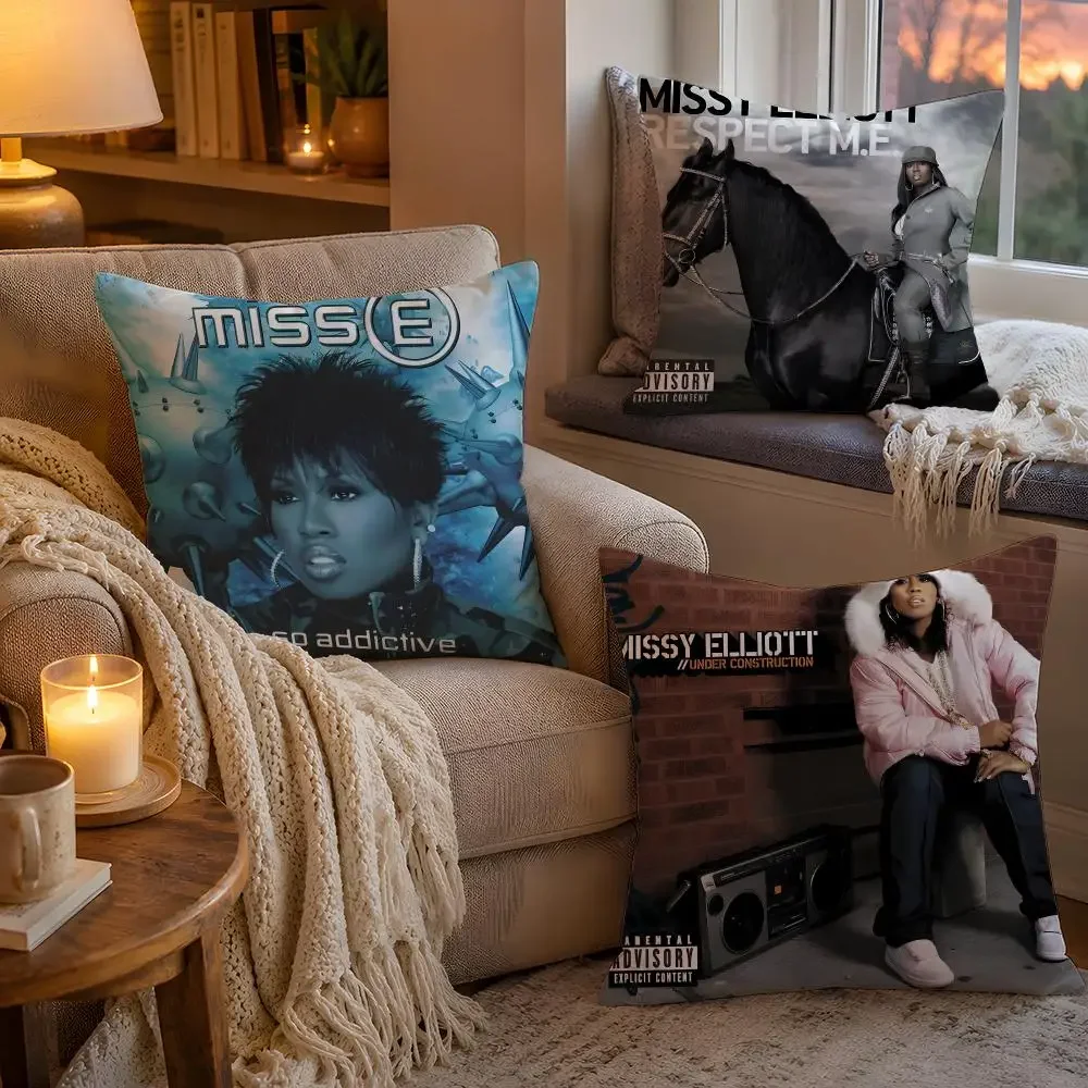 Rapper M-Missy ElliottS Album Cushion Cover Pillow Cover Soft Plush Fabric Removable Washable Sofa Chair Bed Decoration