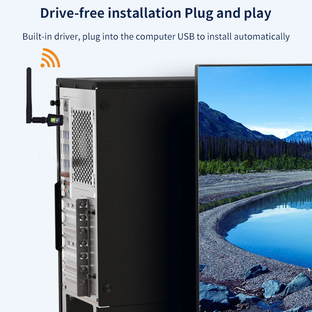 TISHRIC-adaptador Wifi Usb de doble banda, tarjeta de red Wifi de 600Mbps, 5Ghz y 2,4 GHz, para PC, portátil, antena, receptor Ethernet USB