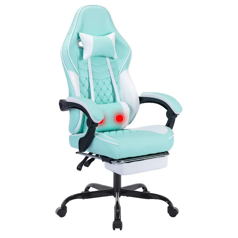 

Gaming Chair With Massage Ergonomic PC Gaming Chair With Footrest Comfortable Headrest and Lumbar Support
