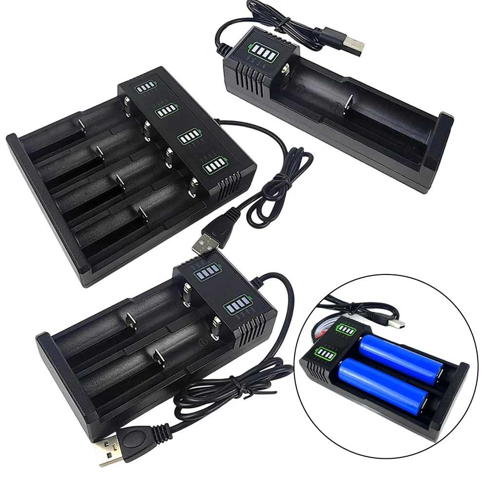 1/2/4Slot 18650-Lithium Battery Charger USB Smart Battery Charger Shell For 21700 14500 18500 26650 Lithium Battery