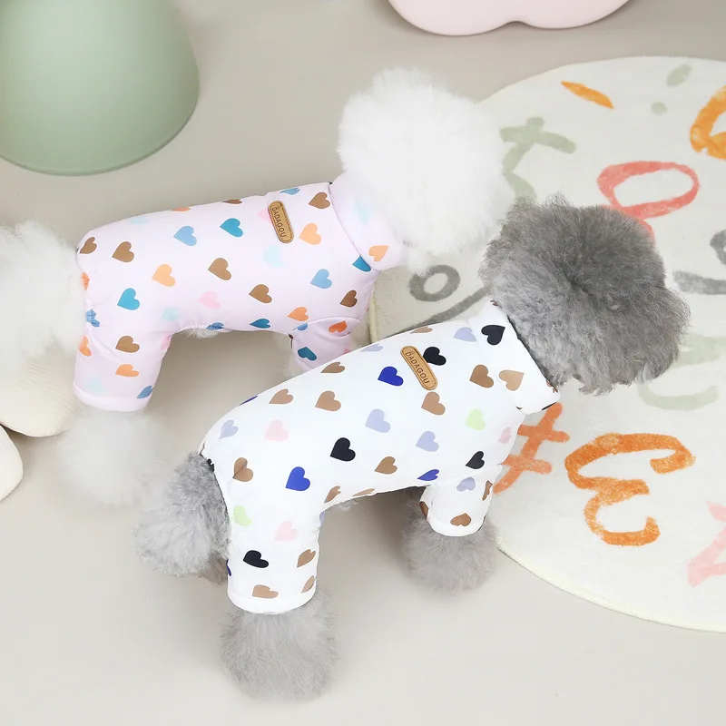 Pet Love Four Leg Coat Autumn/Winter Four Leg Jumpsuit Pet Colorful Love Dog Pajamas Teddy Schnauzer Puppy Clothes