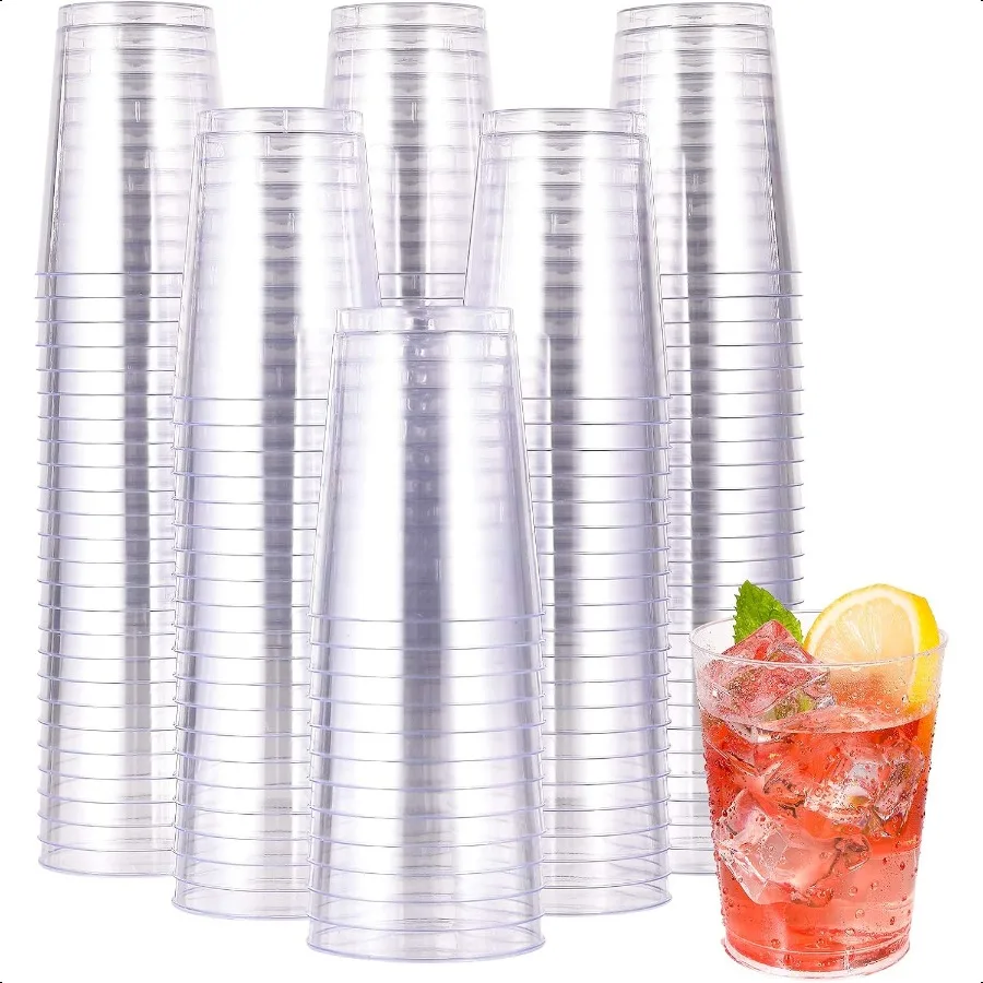 

10 oz Clear Plastic Cups 200 Pack Clear Plastic Cups Tumblers Heavy duty Party Glasses Cups for Wedding Thanksgiving Christma