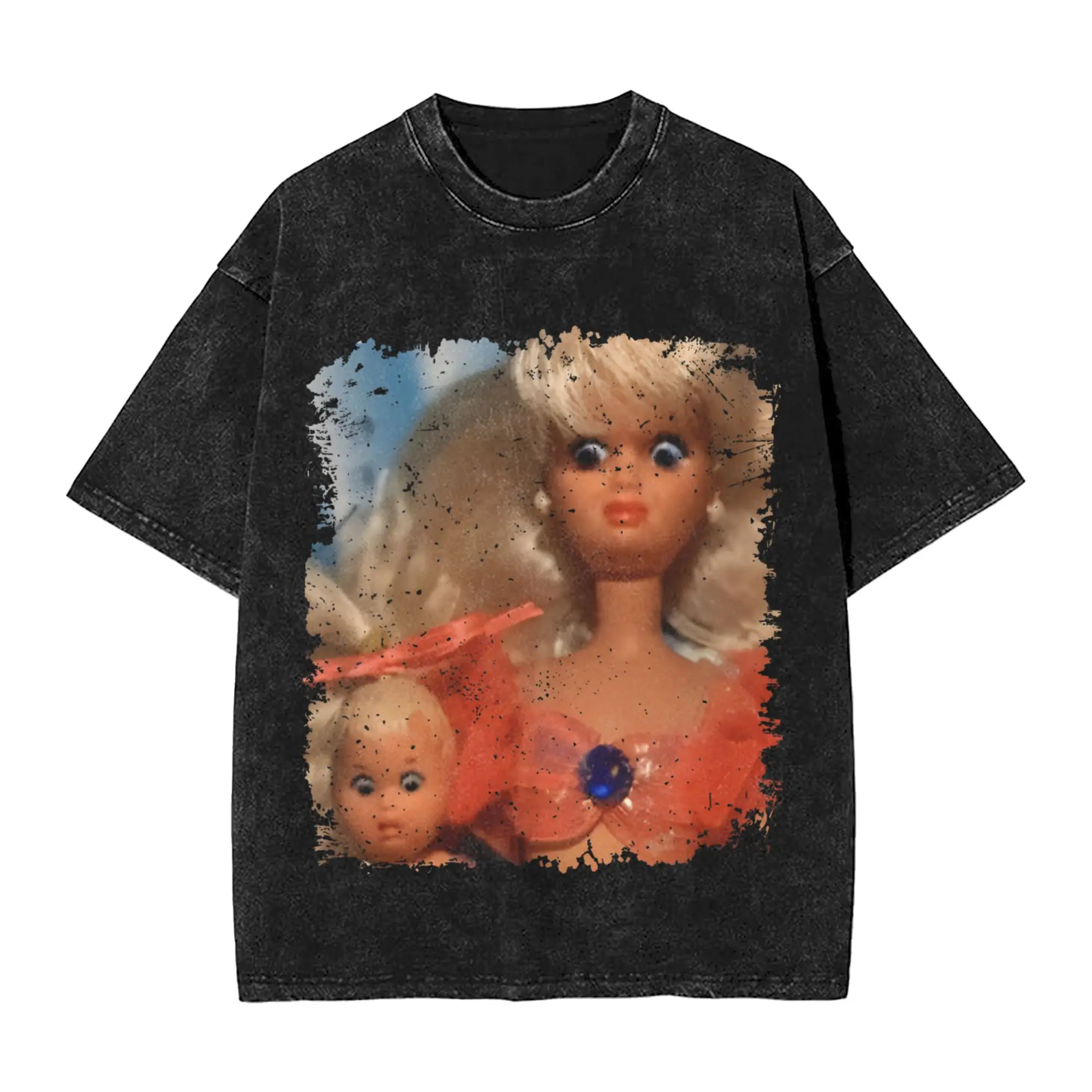 Disgusted Face Meme Doll Babe Washed T Shirts Streetwear Hip Hop Novelty T-Shirt  Tees Men Women Short Sleeve Streetwear