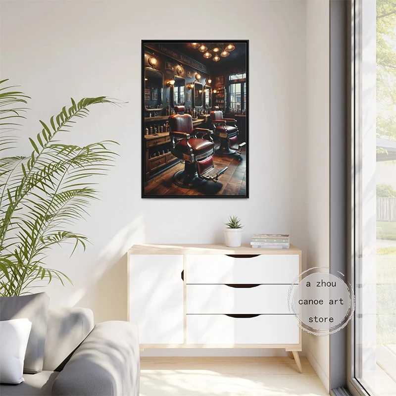 Retro Barber Shop Tattooed Barber Girl Old Mam HairStyle Art Posters Canvas Painting Wall Prints Pictures Barber Shop Home Decor