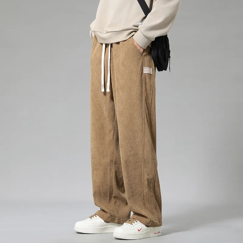

Corduroy Pants For Men 2025 Autumn Male Casual Sports Drawstring Pants Sport Loose Straight Floor-Length Sweatpants
