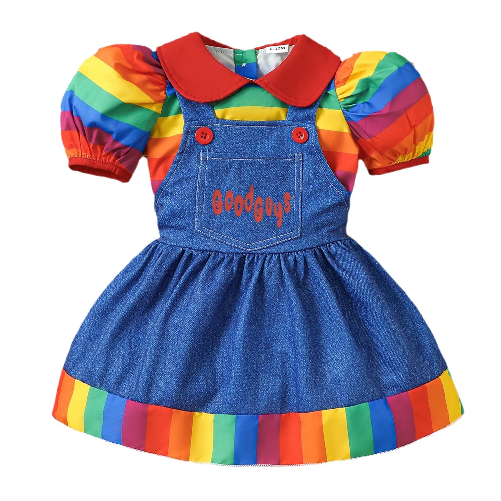 1Y,2Y,3Y,4Y,5Y Toddler Girls Clothes Sets Rainbow Short Sleeve T-Shirt Cowboy Strap Skirt Two Piece Set Toddlers Summer Outfits