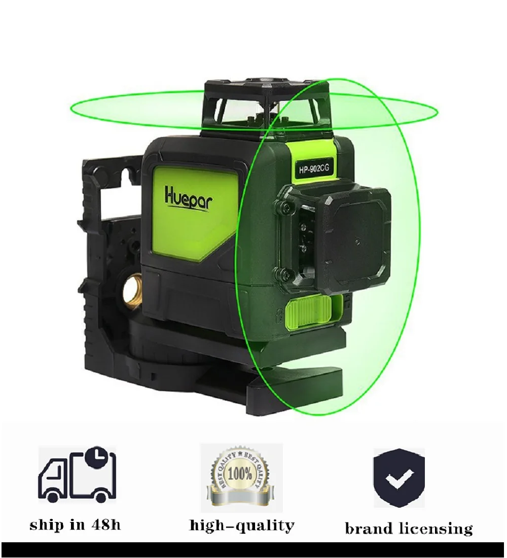 

Huepar 902CG 360 Self-leveling 3D Laser Level Green Beam Powerful Laser Beam 3D 5/8/12 lines laser level