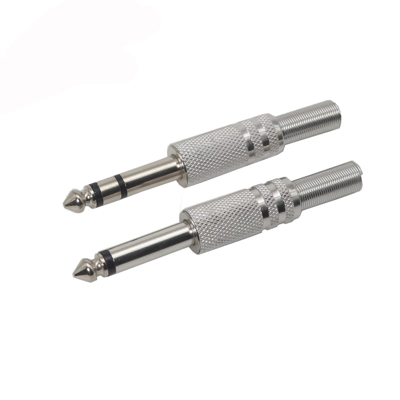 【5-1PCS】6.35mm 2 3 Pole Mono Stereo Audio Jack 6.5 Amplifier Microphone Plug 6.35 Sophomore Core Soldering DIY Connector