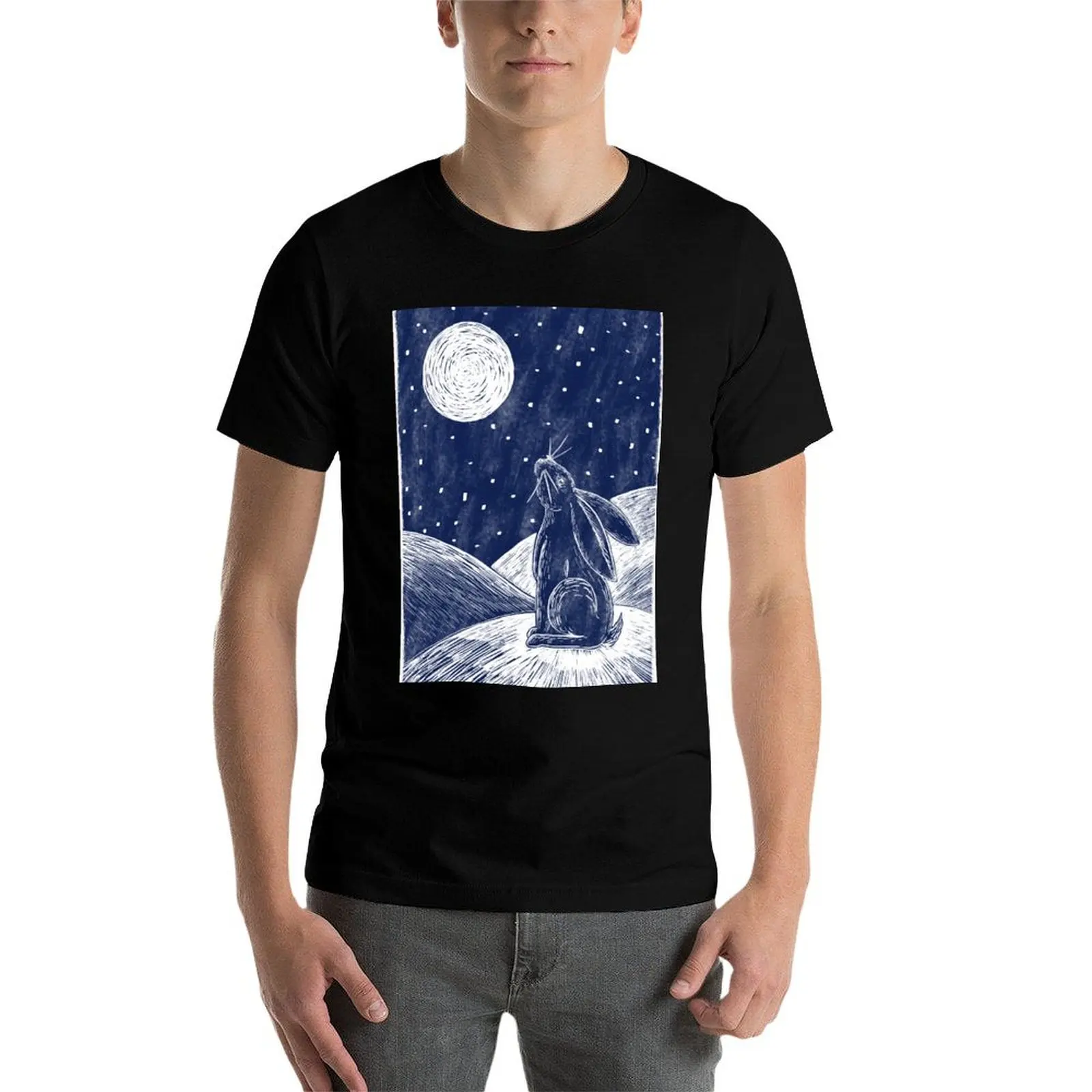 

Moon hare in the snow T-Shirt black cotton t-shirt plain for man package man t shirt heavy cotton cotton t shirt man T-Shirt