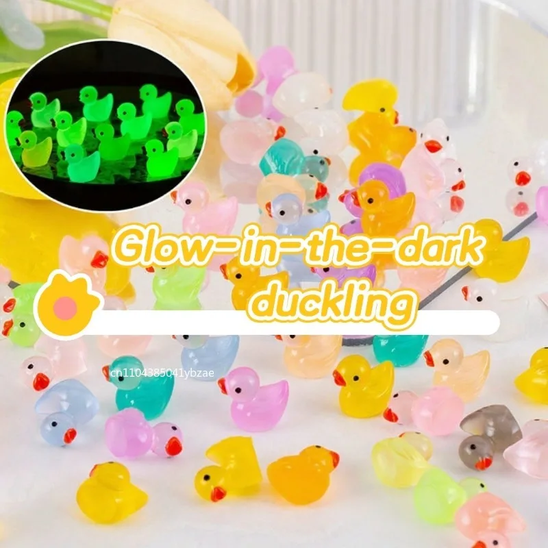 10-300pcs Miniature Resin Ducks Mini Duck Figures Glow In the Dark Landscape Ornaments For Doll Houses Aquarium Garden