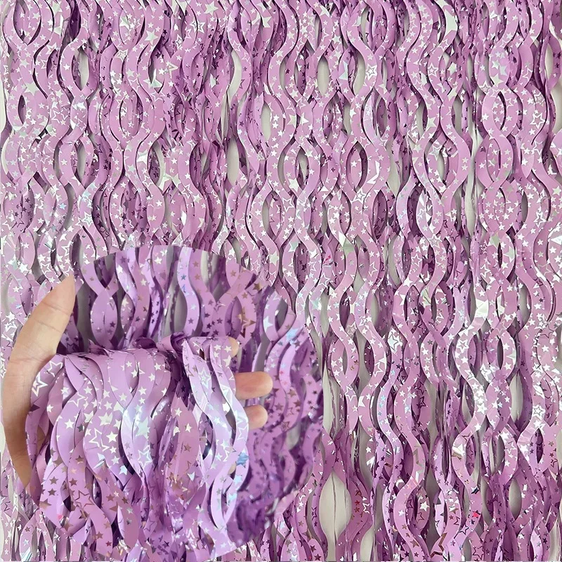 Colorful S-shaped Rain Curtain Mermaid Party Decor Wedding Bridal Shower Decor Happy Little Mermaid Girl Birthday Party Garland view 5