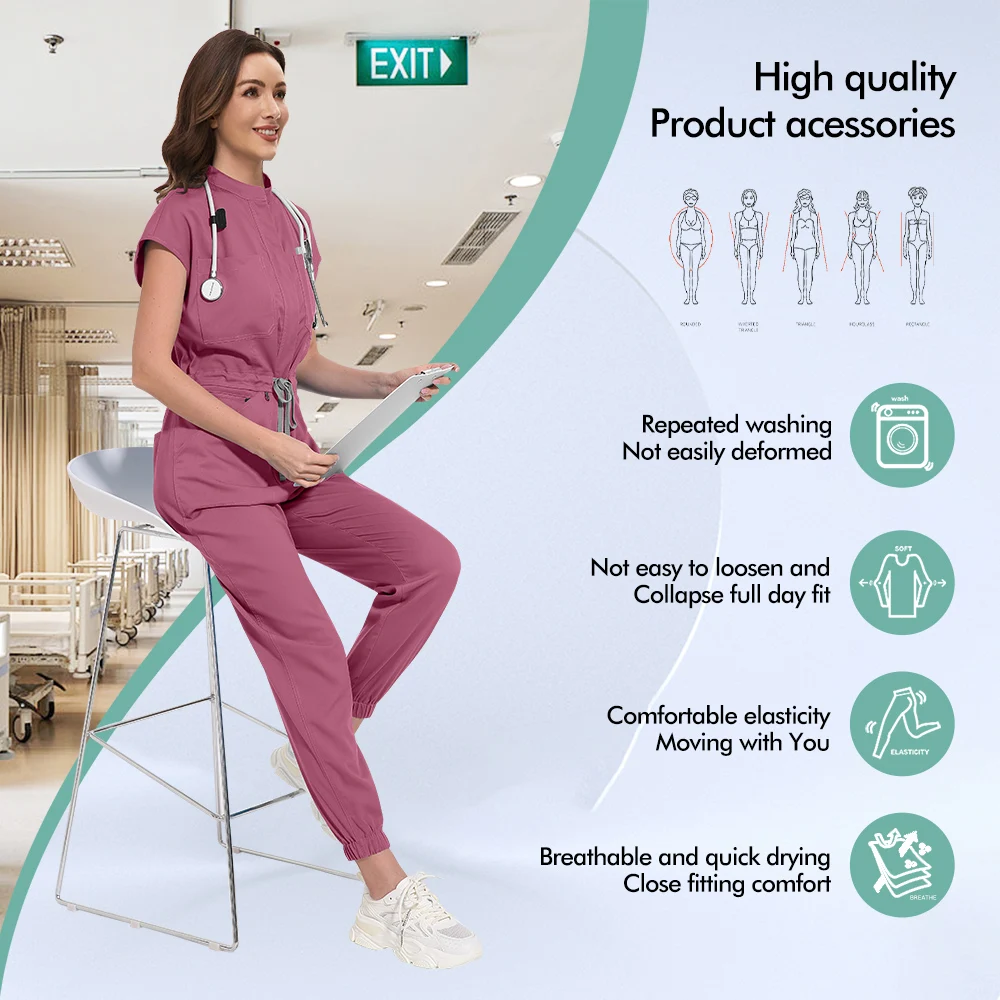 Venta al por mayor, uniformes de trabajo de farmacéutico, disfraz de médico para mujer, monos para correr para cirugía, ropa de trabajo para clínica de mascotas