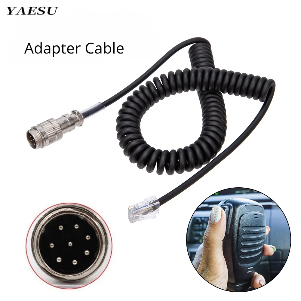 Yaesu 8 Pin to RJ45 Speaker Modular Microphone Adapter Cable Spring Spiral Aviation Connector Cable for FT450D/FT897D/FT991/FT8