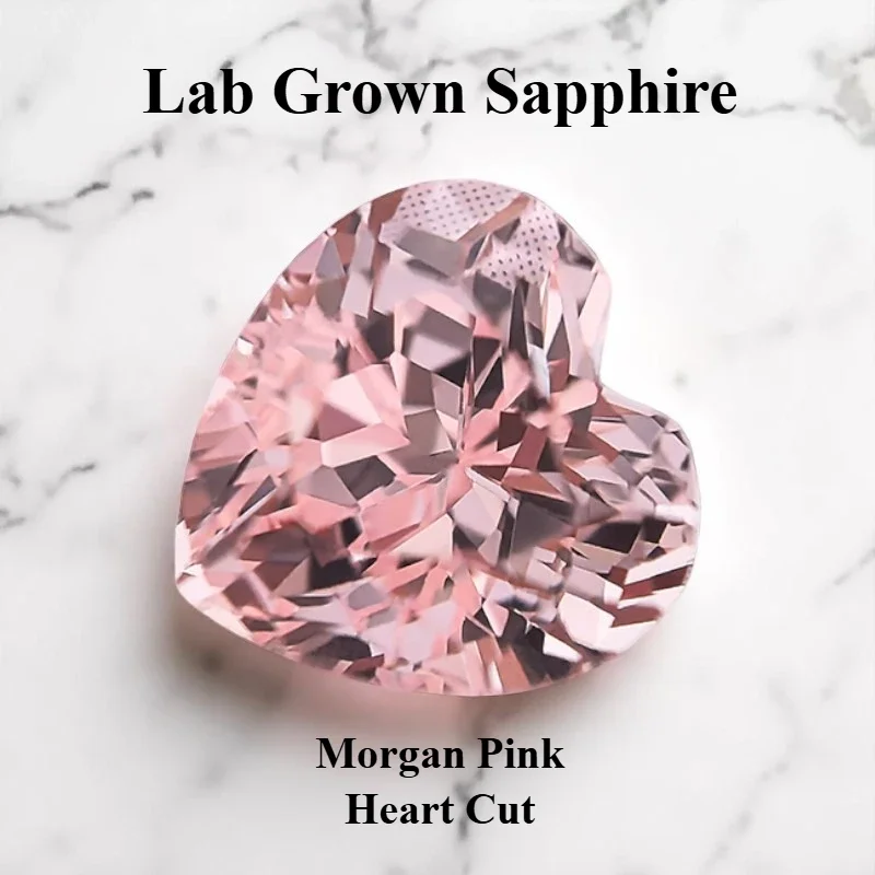 

L-Top Lab Grown Sapphire Heart Cut Morgan Pink VVS1 Charms Gemstone for DIY Jewelry Making Materials SelectableCertificate
