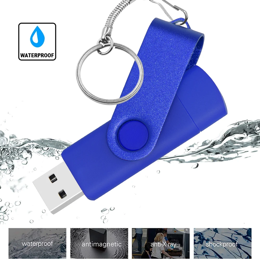 Gratis Custom Logo Hoge Snelheid Pendrives Otg Usb 2.0 Pc & Smartphone Flash Drive 8Gb 16Gb 32Gb 64Gb Metalen Aanpassen Logo Memory Stick