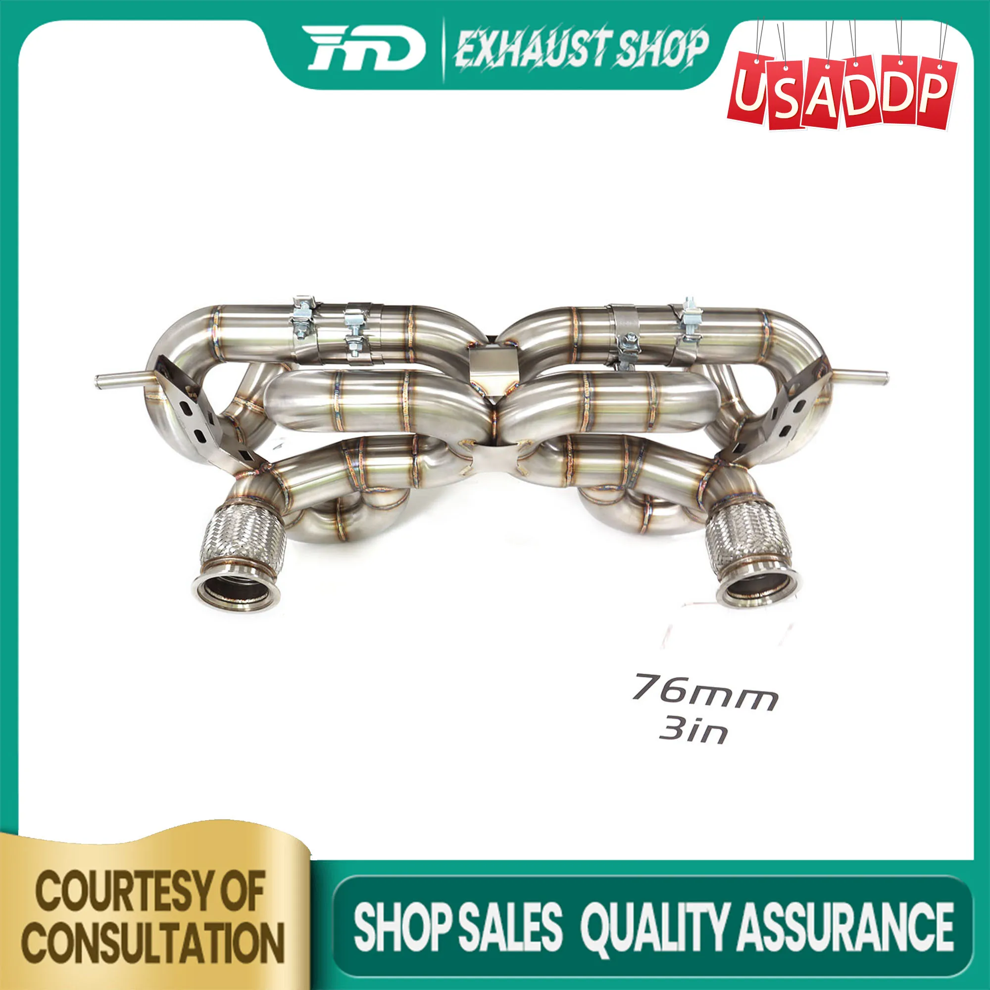 

HMD Exhaust Catabck for Lamborghini Huracan EVO SS304 Double X-pipe design Increase pipe diameter Lossless installation