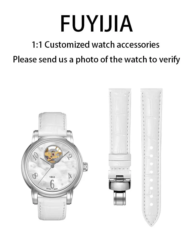 

FUYIJIA Lady Custom T-GOLD T050 оригинальный ремешок для часов 16*16 мм плоский интерфейс ремешок из воловьей кожи из стали 316L кожаный ремень с пряжкой-бабочкой