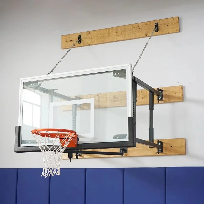 Wall-mounted collapsible basketball hoop system Indoor retractable basketball hoop