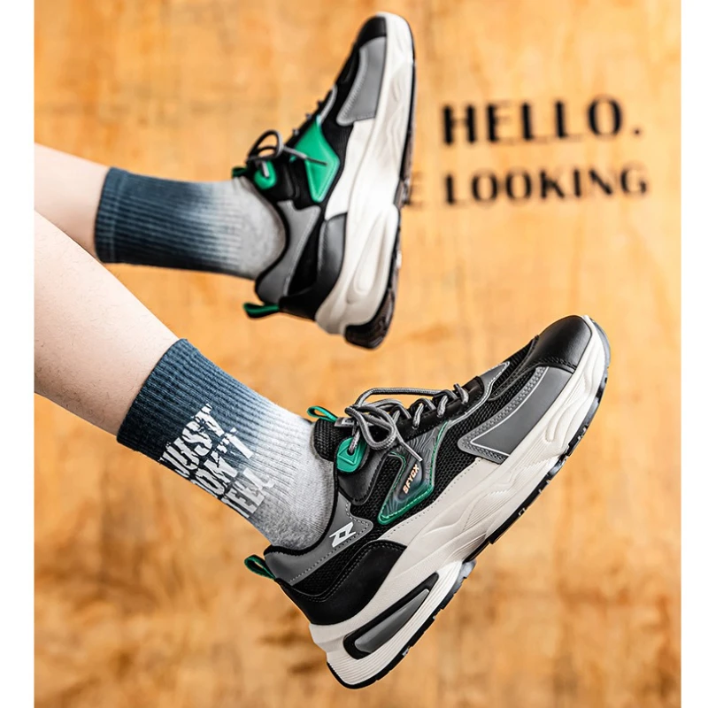 Men's Breathable Mesh Dad Sneakers Anti-Odor Platform Durable Casual Shoes for Autumn Teens Daily Walking Comfort Men Shoes