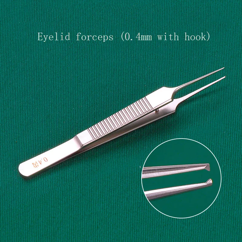 

Ophthalmic eyelid forceps, toothed forceps, double eyelid fat forceps, line forceps, 10cm, 0.4 hook, 0.6 platform forceps