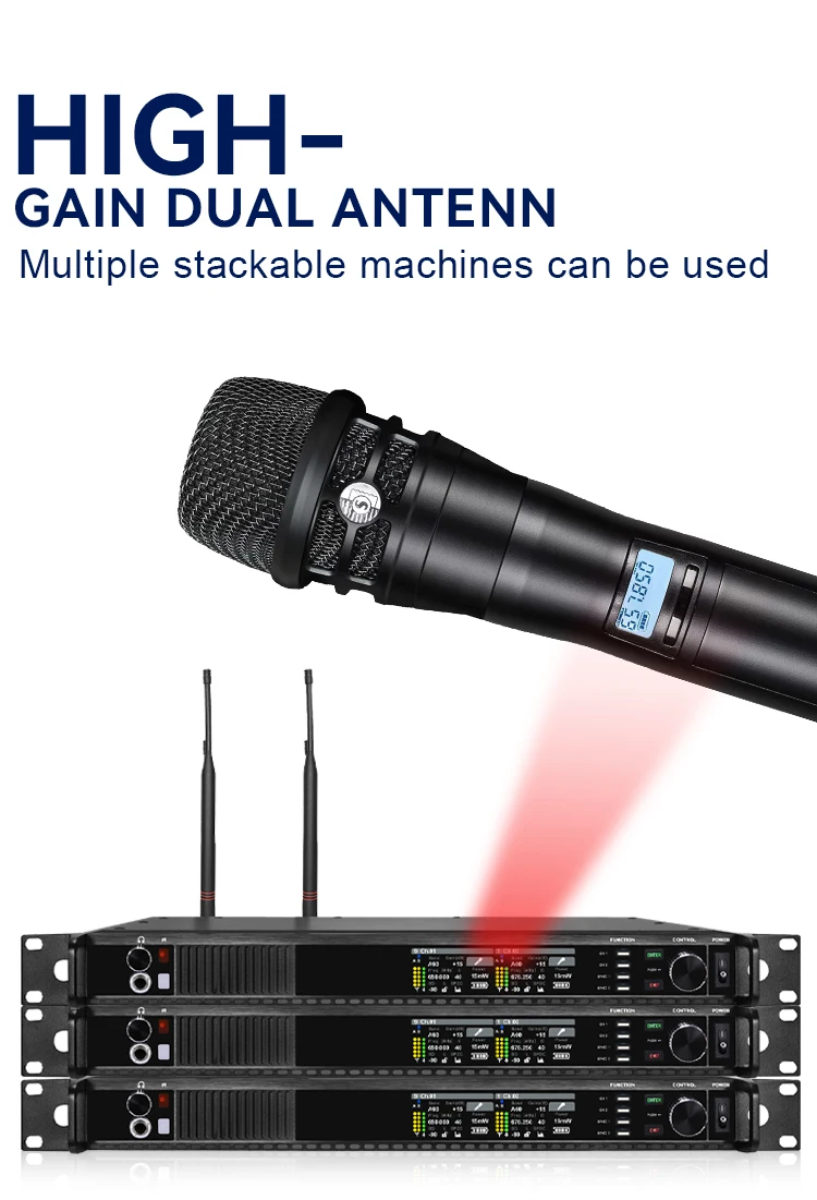 Paulkitson ANX4 True-Diversity Drahtloses Mikrofonsystem, Mehrfrequenz-Handmikrofon mit Bodypack für Karaoke, Bühne und Live-Shows – Detail 5