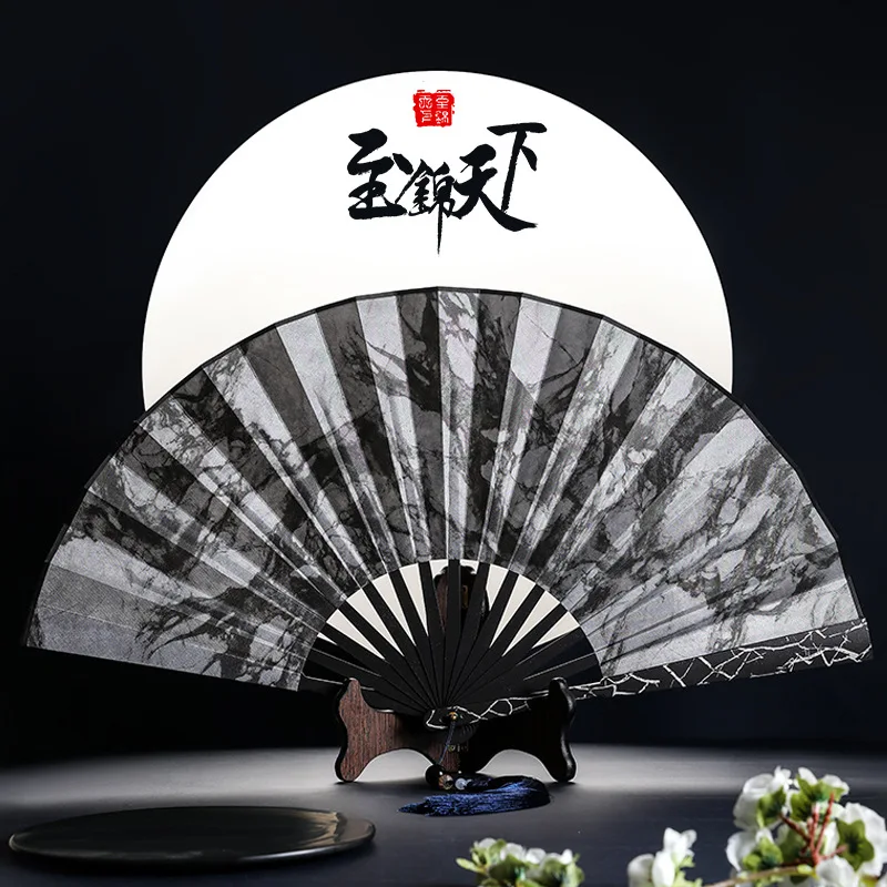 10-Inch Alloy Fan Folding Fan Chinese Style Silk Kung Fu Self-Defense Summer Men