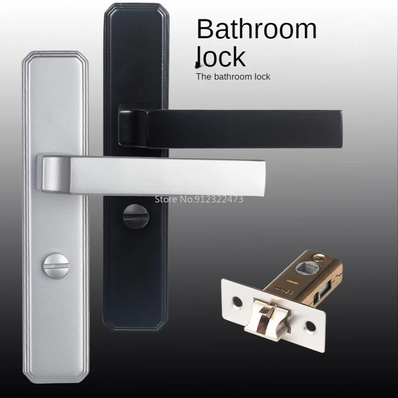 

Bathroom Single Tongue Black Silent Door Lock Aluminum Alloy Door Toilet Toilet Bathroom Lock Bathroom Glass Door Handle