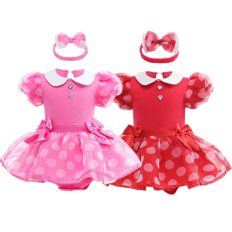 Disfraz de Minnie para niñas, traje de Halloween para bebé, pelele de poliéster 100%, ¡venta en línea!