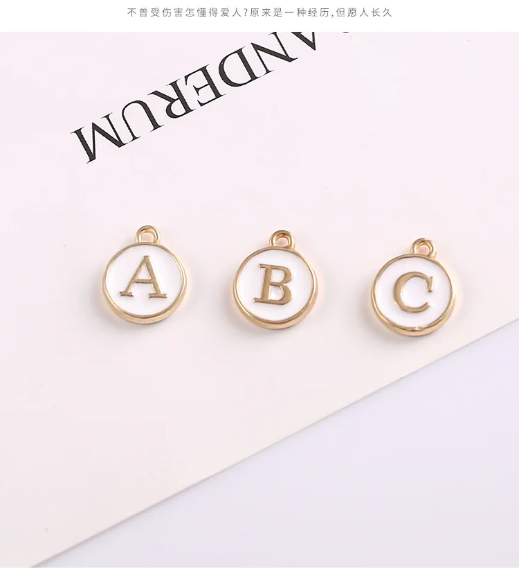 10pcs Enamel Letter Charms White Double Face Initial Letter Charms For Jewelry Making DIY Bracelet Earrings Accessories