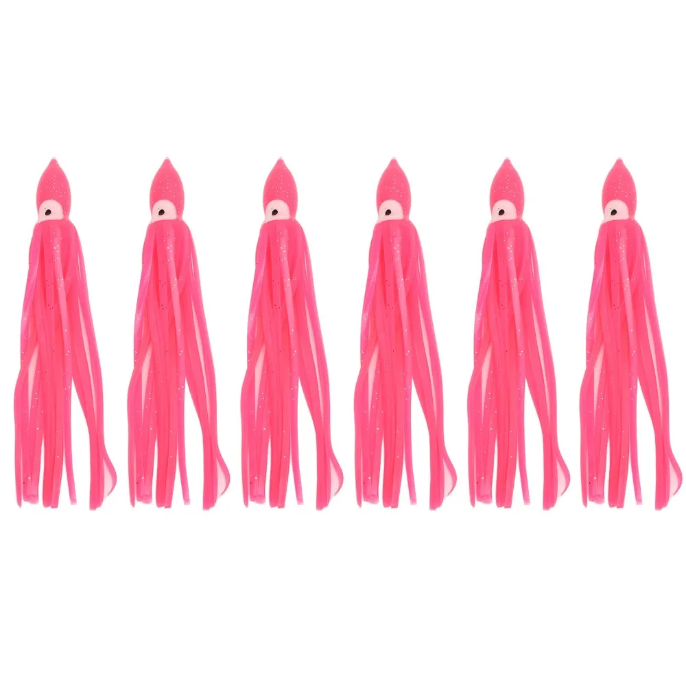 10PCS Durable PVC Squid Skirts Lures Lifelike Eyes 14/16/18cm Octopus Lures Pink Soft Trolling Baits Freshwater Fishing view 4