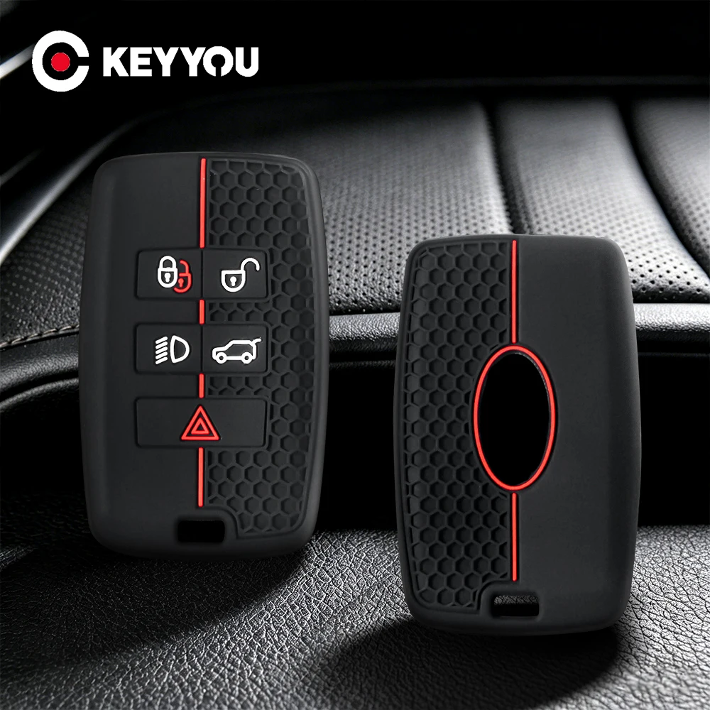 KEYYOU Silicone Car Key Cover Case For Land Rover Range Rover Sport Evoque Freelander Velar Discovery 4 Accessories Key Holder