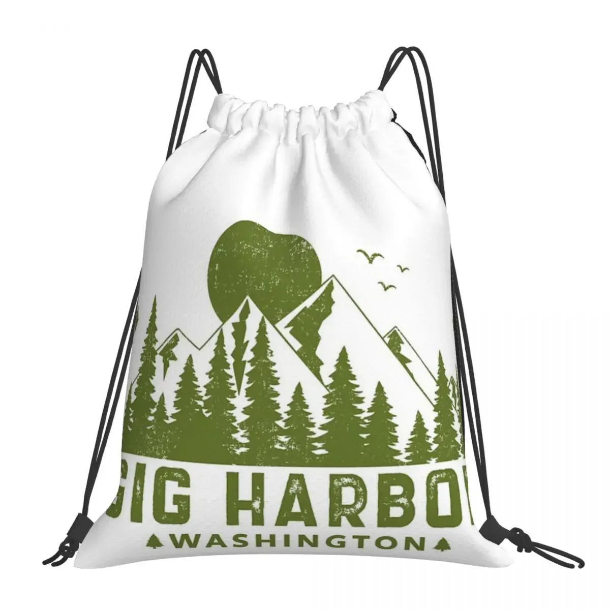 

Gig Harbor Washington Mountain Sight Backpack Portable Drawstring Bags Drawstring Bundle Pocket Sports Bag BookBag For Man Woman