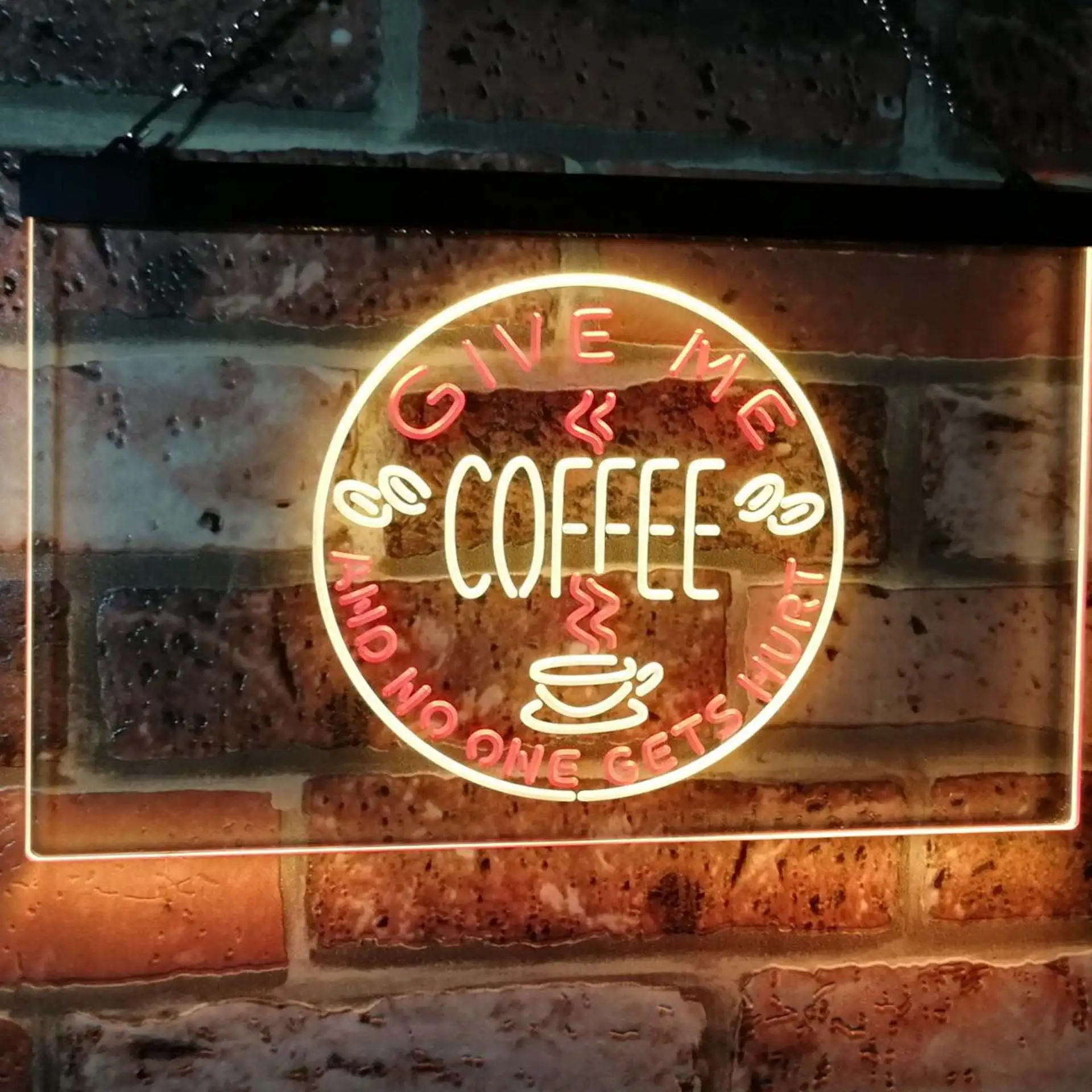COFFEE. Give Me. No One Gets Hurt. Humor Dual Color Led Neon Sign st6-i0058