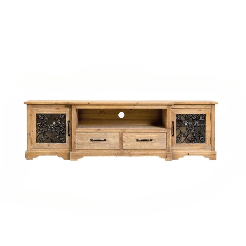 American Solid Wood Tv Cabinet for Living Room Reinforced Frame Non-Slip Feet Sturdy Construction Stable Structure