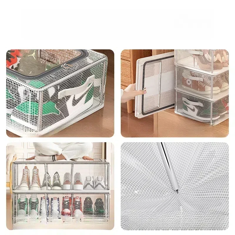 Foldable Shoe Rack Sealed and Dustproof Transparent Visible Door Shoe Storage Boxes for Bedroom Clothes Organizer Space Saving