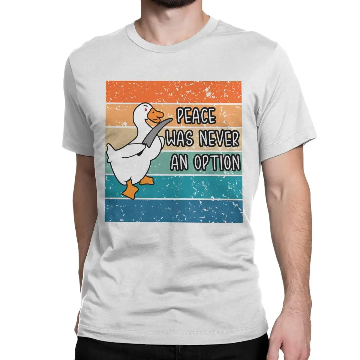 Men Women's Peace Was Never An Option Humorous T Shirt Cartoon Ducks 100% Cotton Clothes Vintage Tee Shirt 4XL 5XL 6XL T-Shirts