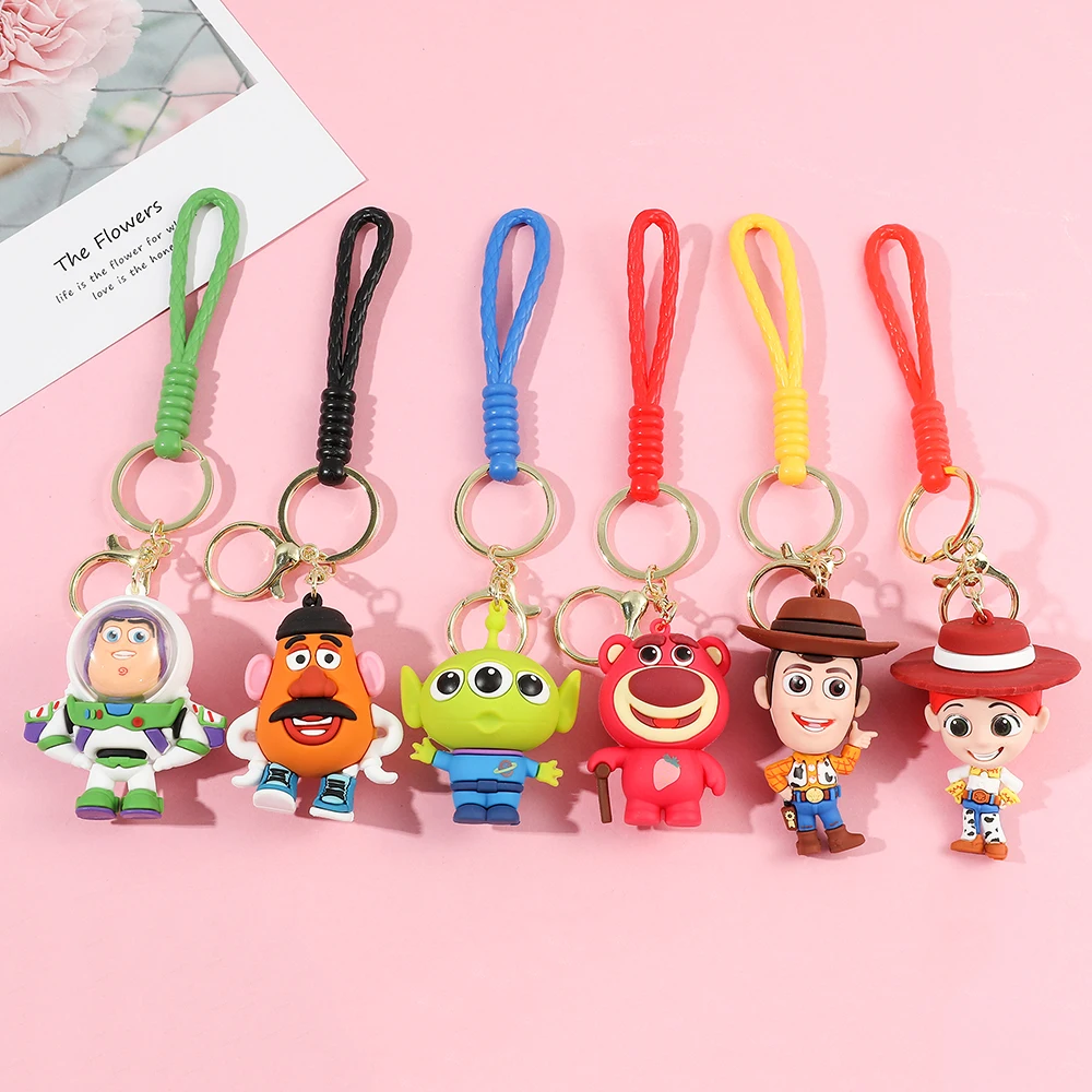 Hot Disney Toy Story Figure Keyring Woody Buzz Lightyear Jessie Doll Pendant Car Keychain Birthday Christmas Gift for Girls Kids - view 3