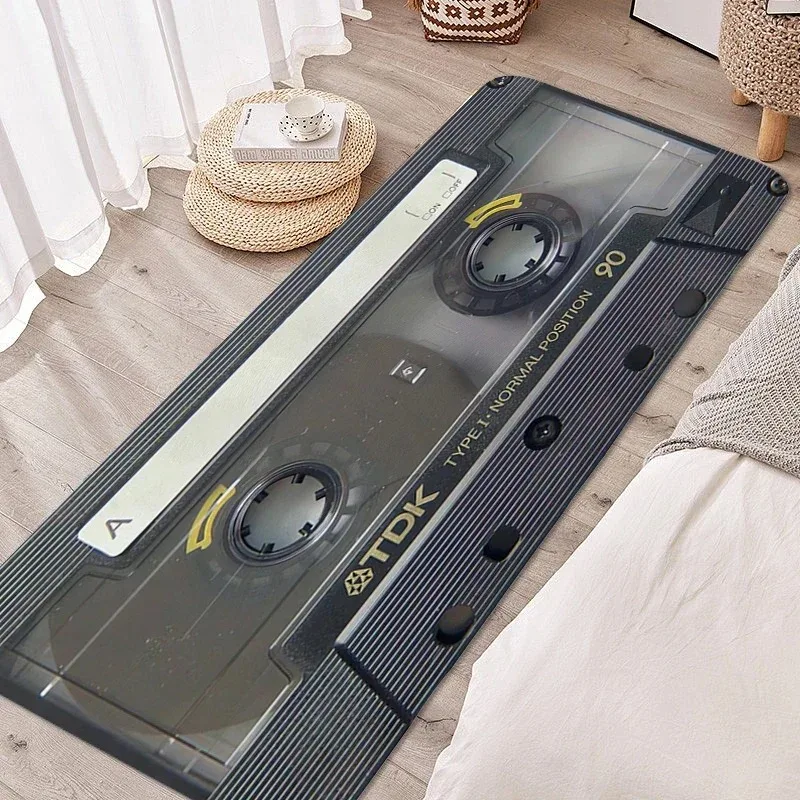 Rug for Bedroom Vintage Cassette Music Tape Bathroom Mat Anti Slip Hallway Veranda Sleeping Room Floor Carpet Funny Doormat