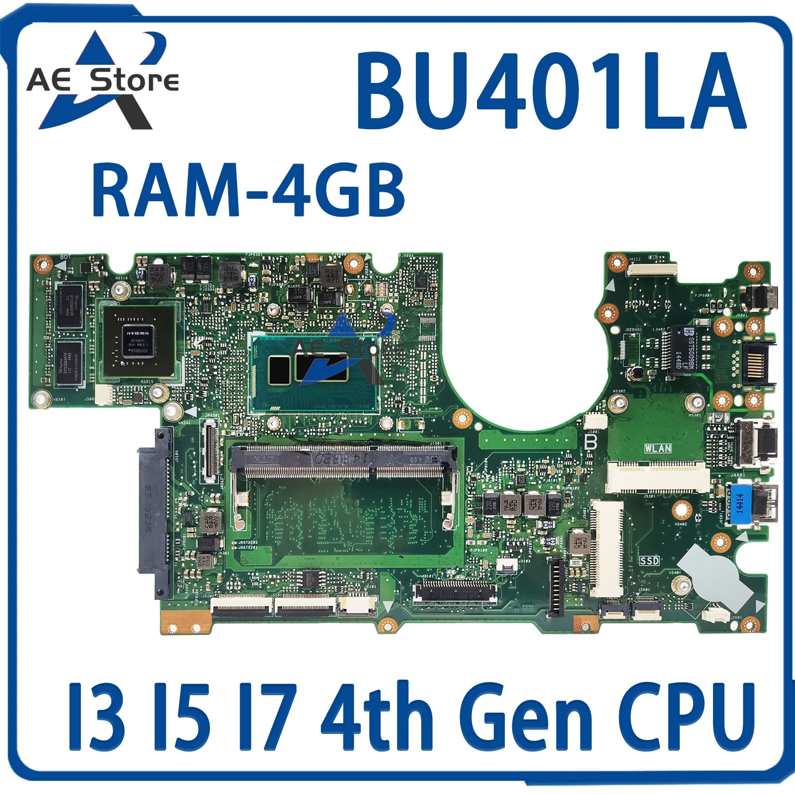 

BU401LA Mainboard For ASUS ASUSPRO ADVANCED BU401L BU401LG BU401LAV Laptop Motherboard i3 i5 i7 4th Gen UMA/PM 4GB/RAM