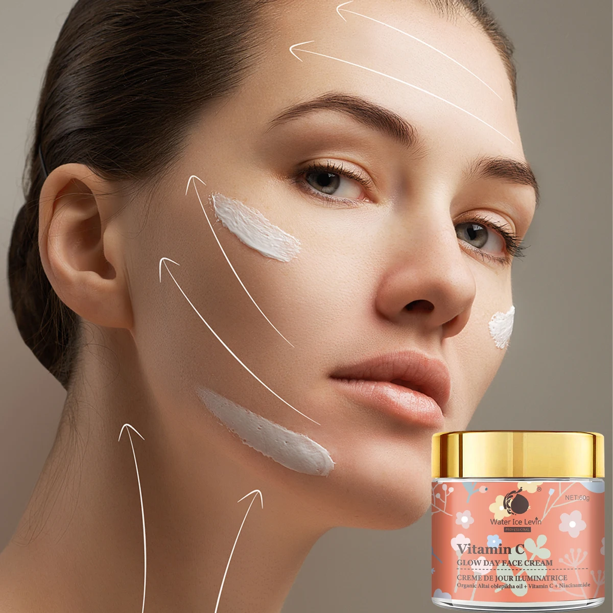 Crema facial, crema hidratante Natural para el cuidado, aceite de semilla de girasol orgánico, crema hidratante de vitamina de alto contenido, crema antioxidante, textura ligera, absorbe la piel sensible