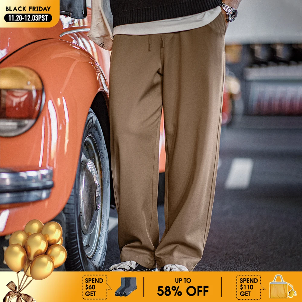 

Мужские повседневные легкие брюки Maden, свободные брюки против морщин, прямые однотонные брюки с карманами на эластичной резинке на талии на весну и осень