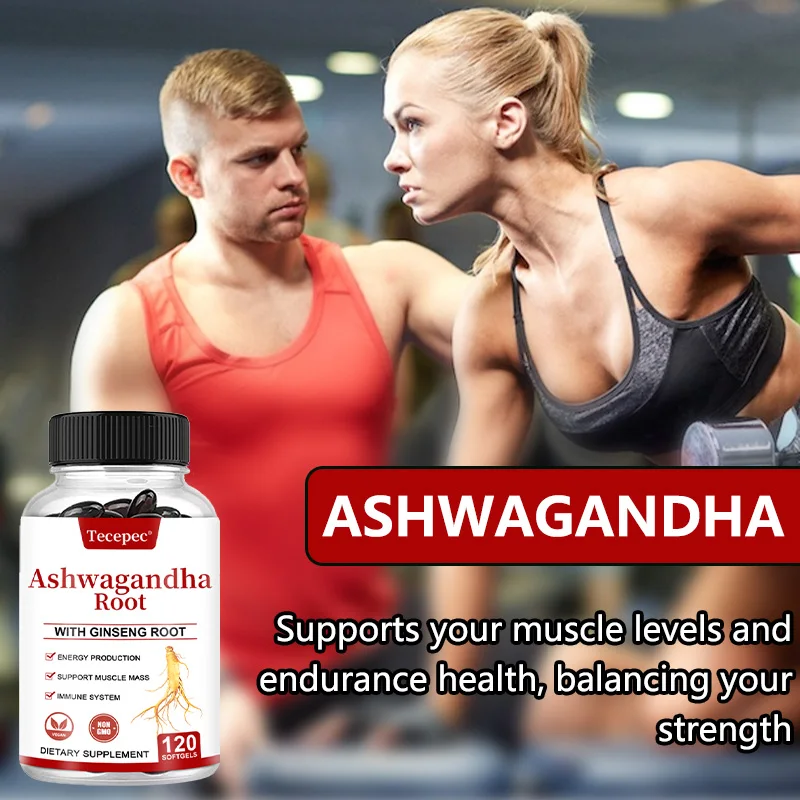 Ashwagandha Root Extract, Helps with Energy, Muscle Mass, Immune System, Non-GMO, Dietary Capsules