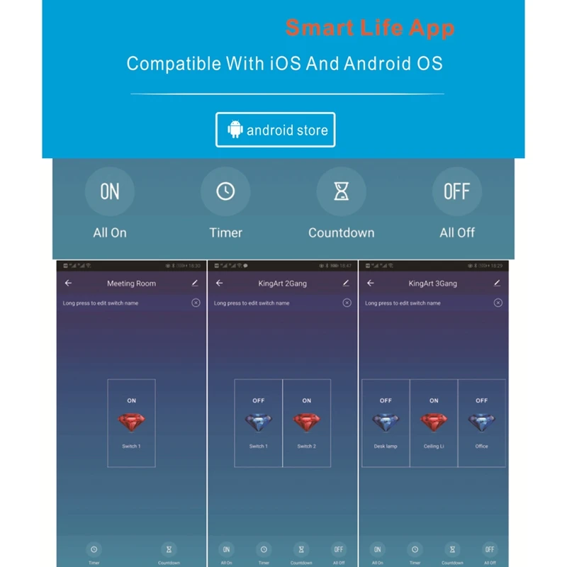 Wifi Smart Wall Light Switch 10A Glass Touch Panel Wireless Interuptor Wireless Remote Control