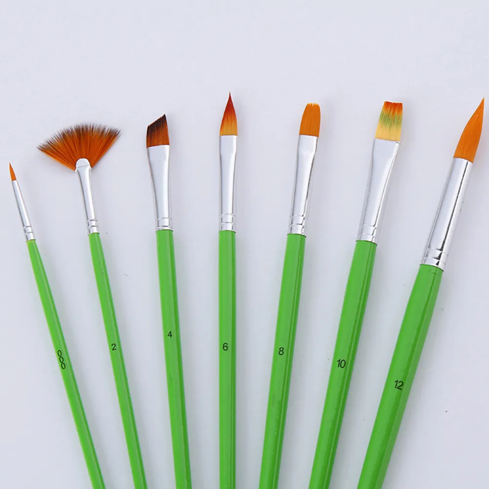 7Pcs Artist Brush Set for Acrylic Oil Watercolor Gouache Face Painting Pottery Craft Fine Lines Detail Work Double Crimped