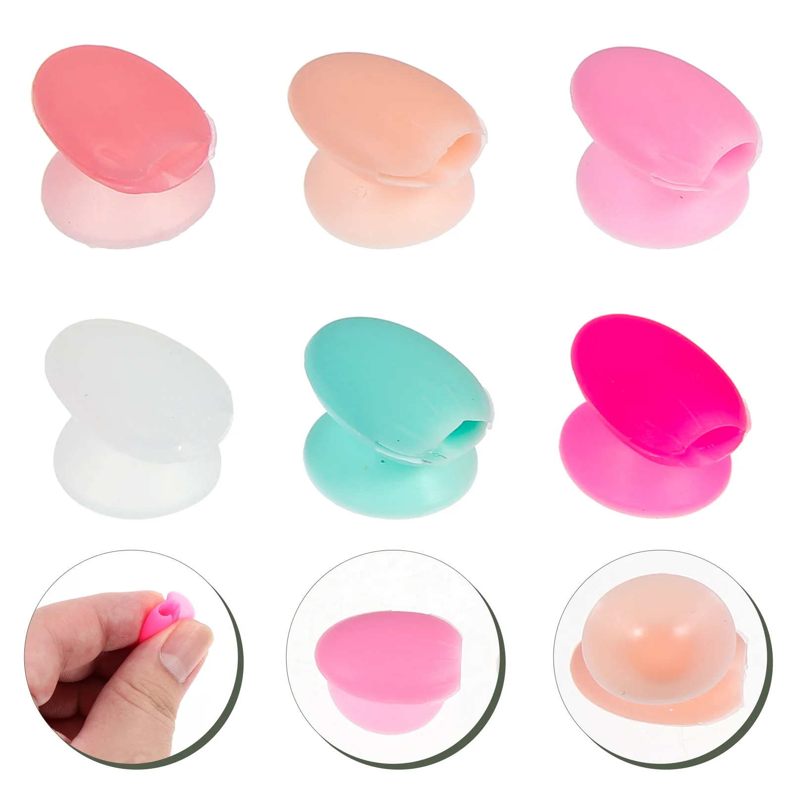 Anti-Lost Lip Balm Brush Set, Viagem Batom Aplicador Capa, Silicone Gel de silicone, Dustproof, 6 pcs