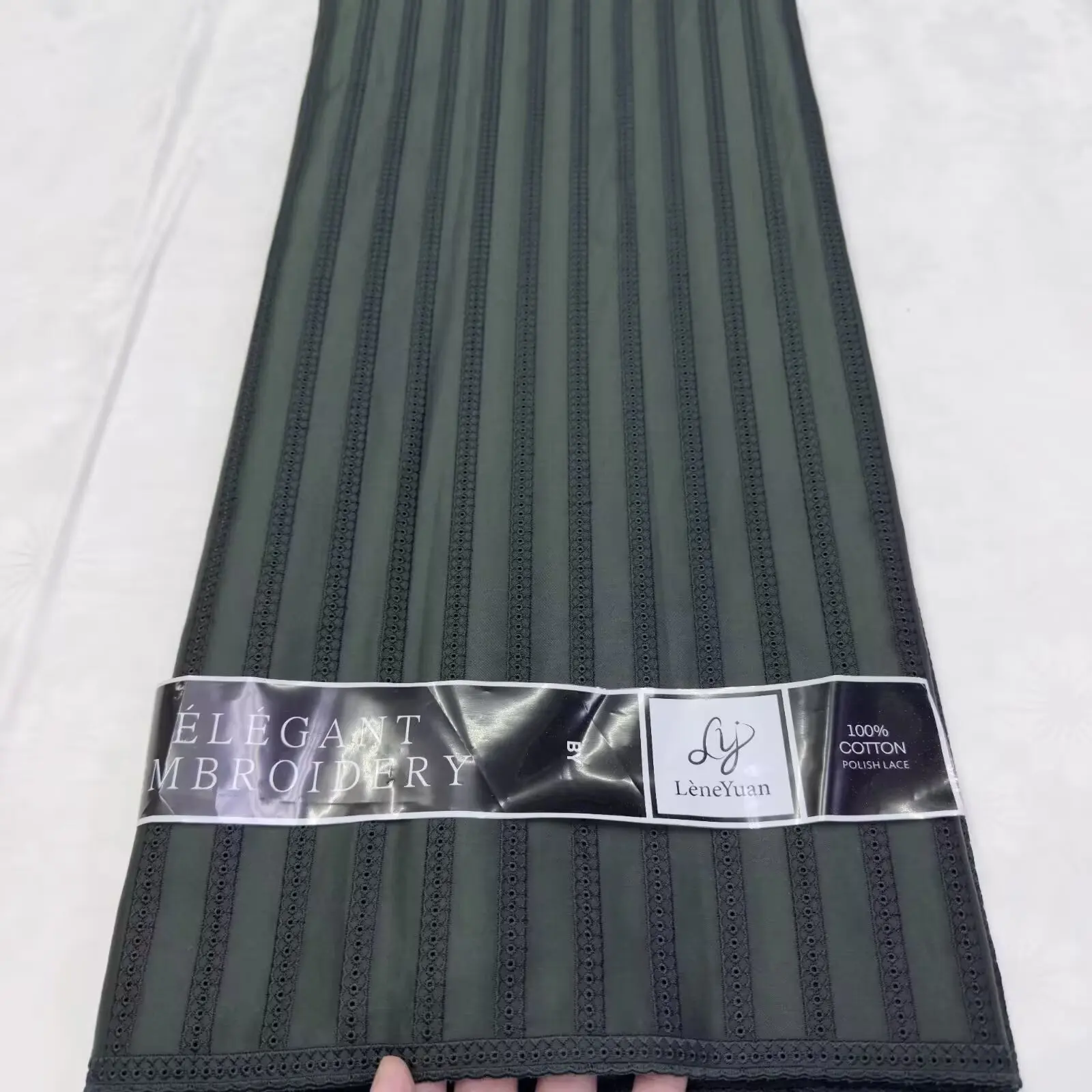 5 ヤードナイジェリア綿 100% ポーランドサテン刺繍生地高品質スイスボイルレース素材男性ドバイスタイル-LY